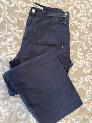 Pantalón cargo azul marino pierna ancha talla 40