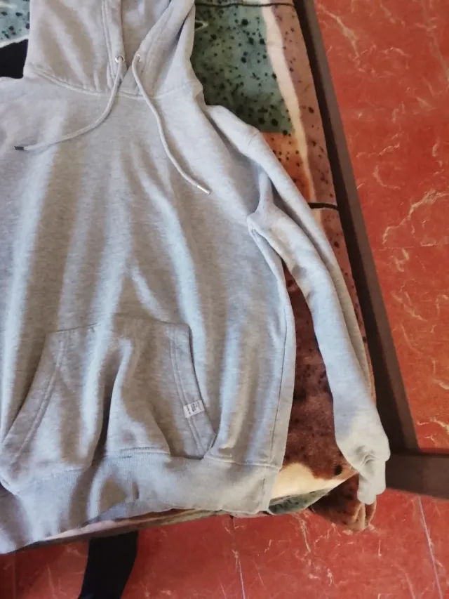 Sudadera gris con capucha