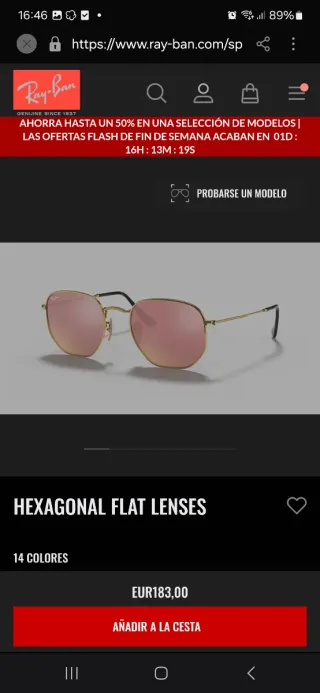 Gafas Ray-Ban Mujer Dorado y Rosa