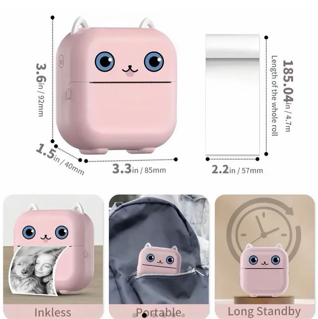 Impresora Fotos Portátil Mini + Papel