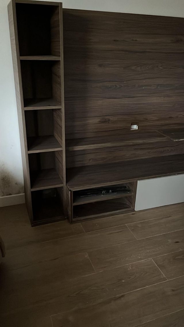 Mueble de salón modular madera oscura