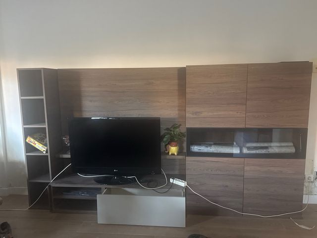 Mueble de salón modular madera oscura