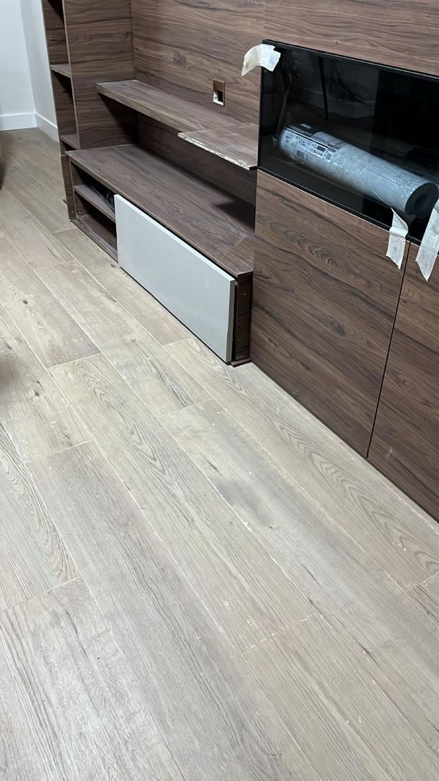 Mueble de salón modular madera oscura