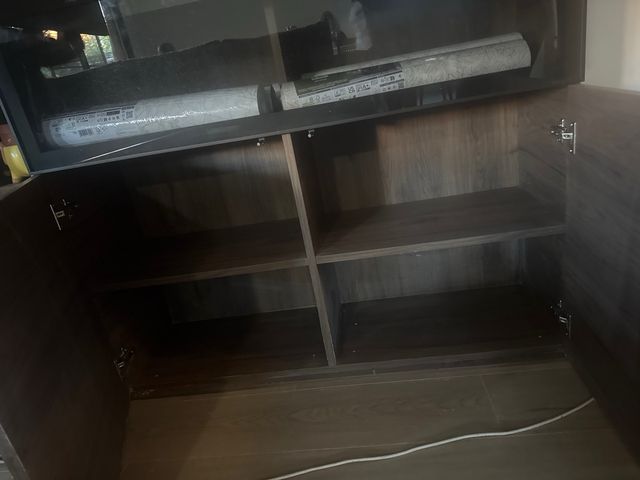 Mueble de salón modular madera oscura