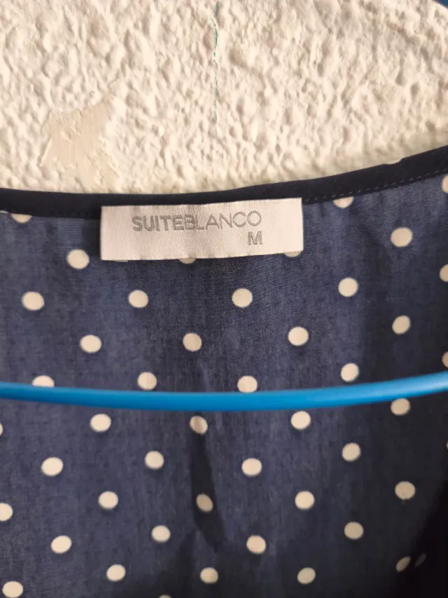 Vestido blanco lunares azul y rojo talla M