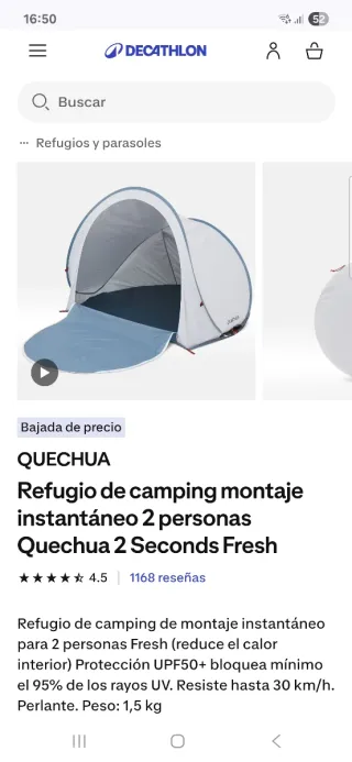 Tienda Decathlon Quechua 2 Segundos XL