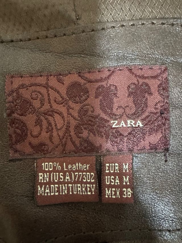 Chaqueta tres cuartos Zara piel marrón Talla M
