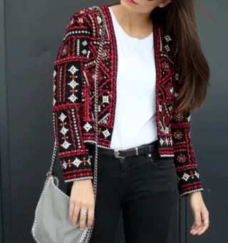 Chaqueta Zara Bordada Étnica Talla M