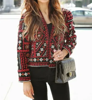 Chaqueta Zara Bordada Étnica Talla M