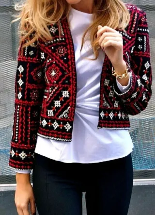 Chaqueta Zara Bordada Étnica Talla M