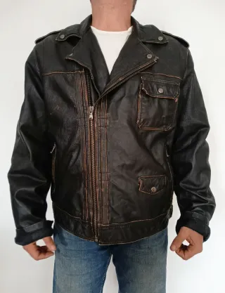 Cazadora cuero auténtico Motera XXL Medidas indica