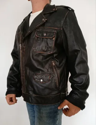 Cazadora cuero auténtico Motera XXL Medidas indica