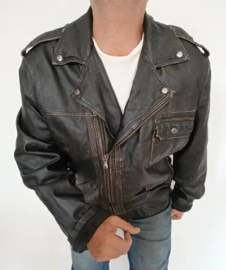 Cazadora cuero auténtico Motera XXL Medidas indica