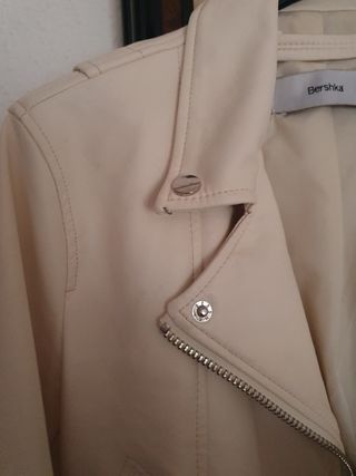Cazadora Biker Blanco Roto Talla S Bershka