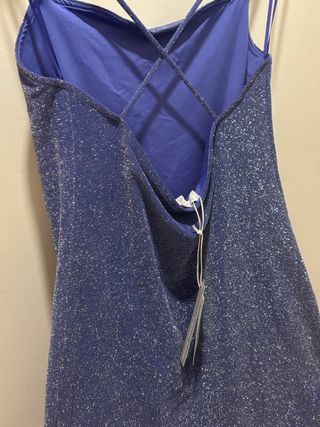 Vestido fiesta brillo azul plateado