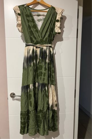 Vestido largo verde tie-dye