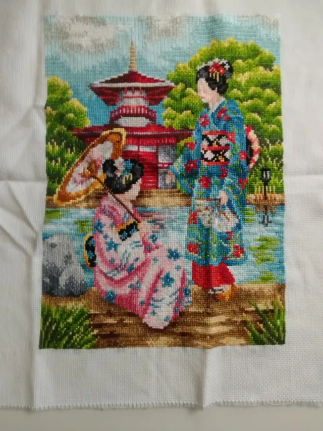 Punto de Cruz Geishas con Paraguas