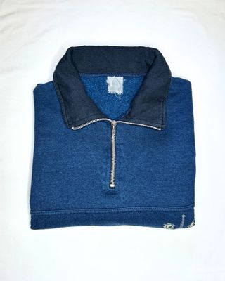 Sudadera Vintage Francesa Media Cremallera Azul