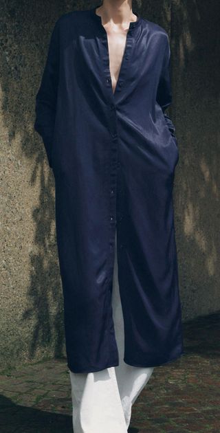 Vestido largo azul y blanco talla única