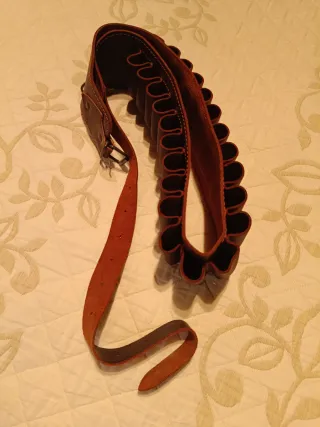 Cinturón cartucheras caza cuero