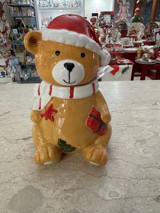 Biscottiera Orso Natale Stelle