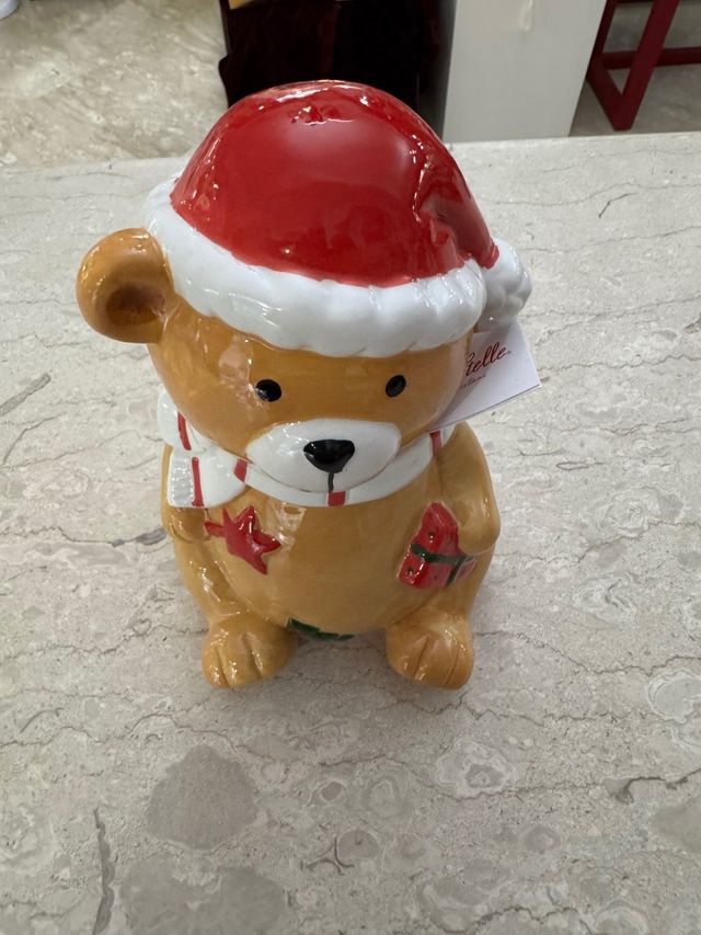 Biscottiera Orso Natale Stelle