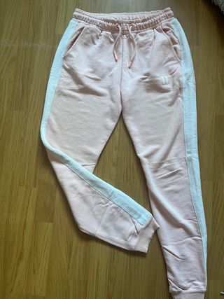 Pantalón chándal 11 Degrees rosa y blanco