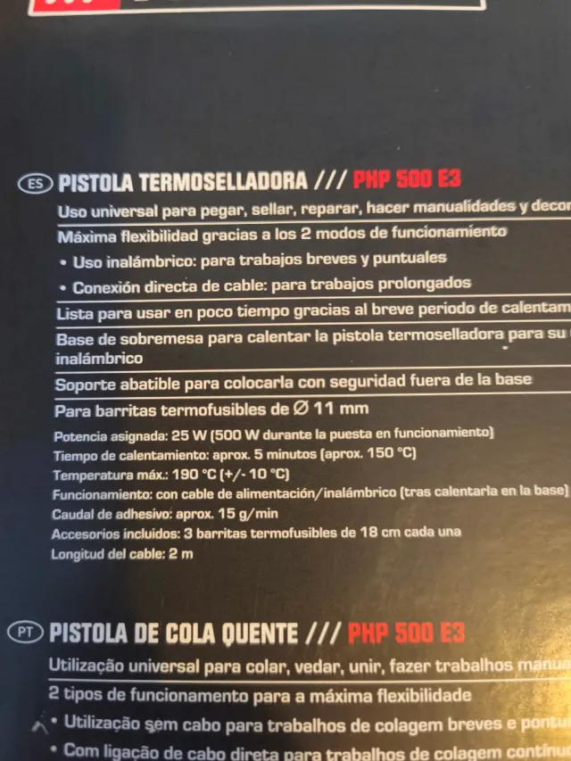 Pistola de Silicona Parkside PHP 500 E3