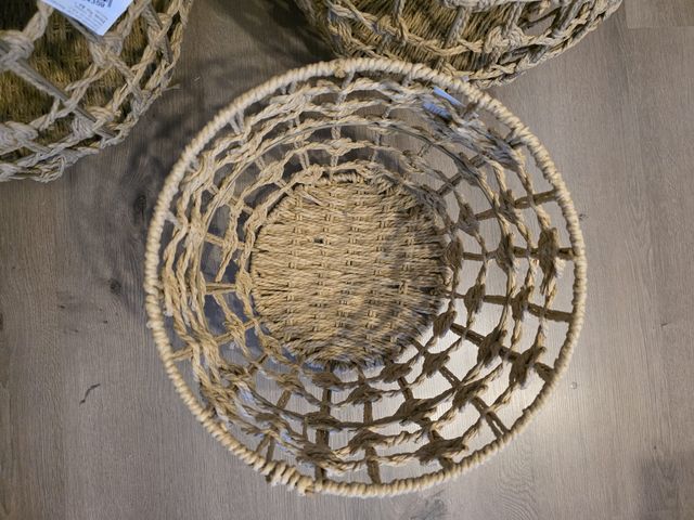 Set 3 Mesas Cestas Mimbre y Cuerda