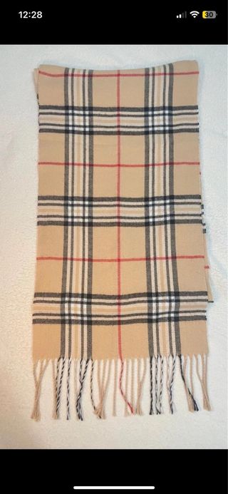 Bufanda de cuadros beige y multicolor
