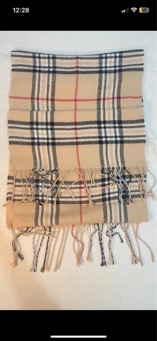 Bufanda de cuadros beige y multicolor