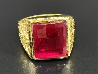 sello oro 18k con piedra con circonita