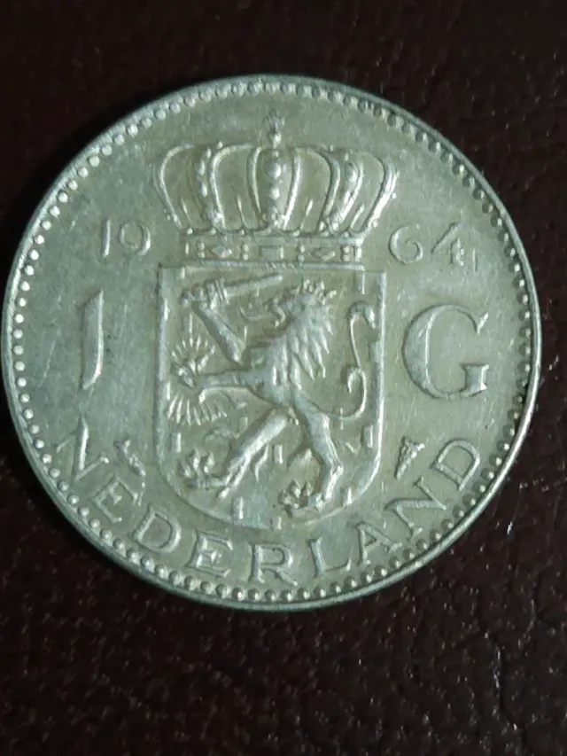 Moneda 1 Gulden Paesi Bassi 1964 in argento