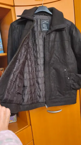 Chamarra Piel Hombre Talla L Marrón