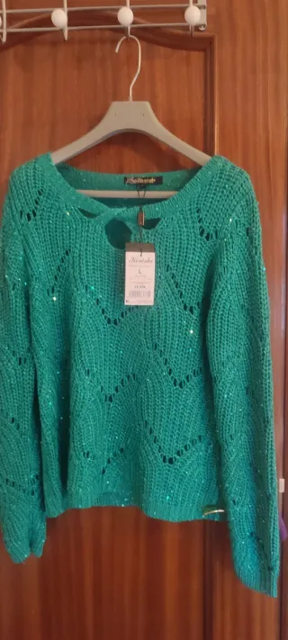 Jersey Kerch verde lentejuelas talla L