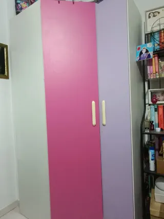 Cama infantil 90cm rosa/morado con cajones