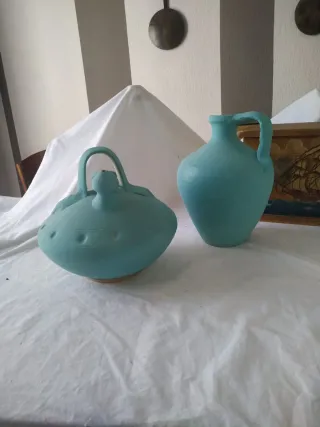Conjunto botijo y cántaro de barro