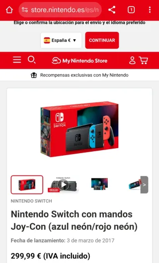 Nintendo Switch con mandos Joy-Con extra + funda