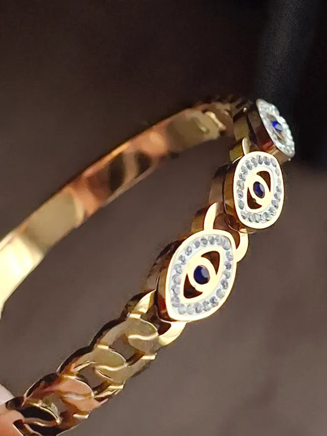 Pulsera Turca Ojo Griego Dorada