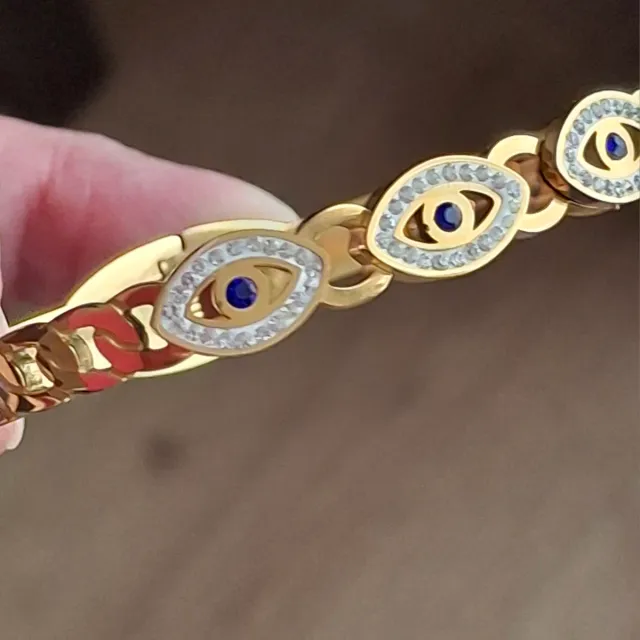 Pulsera Turca Ojo Griego Dorada