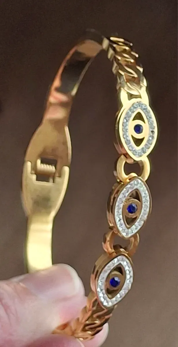 Pulsera Turca Ojo Griego Dorada