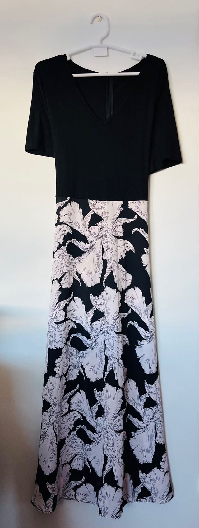 Vestido largo fiesta negro y blanco T.4XL