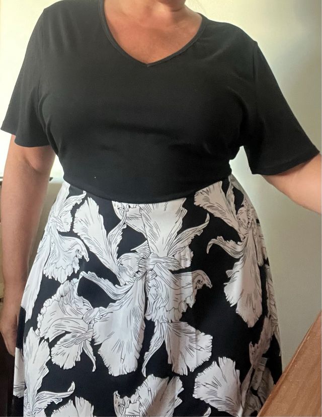 Vestido largo fiesta negro y blanco T.4XL