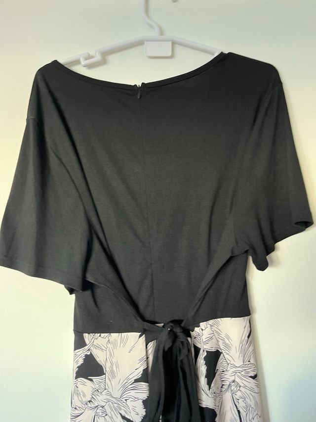 Vestido largo fiesta negro y blanco T.4XL