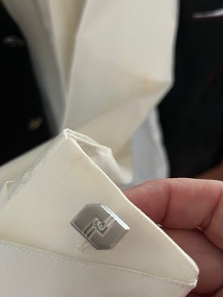 Traje de Novio Negro Raya Dorada