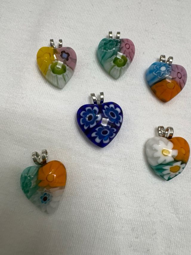 Colgante Corazón Murano Flores