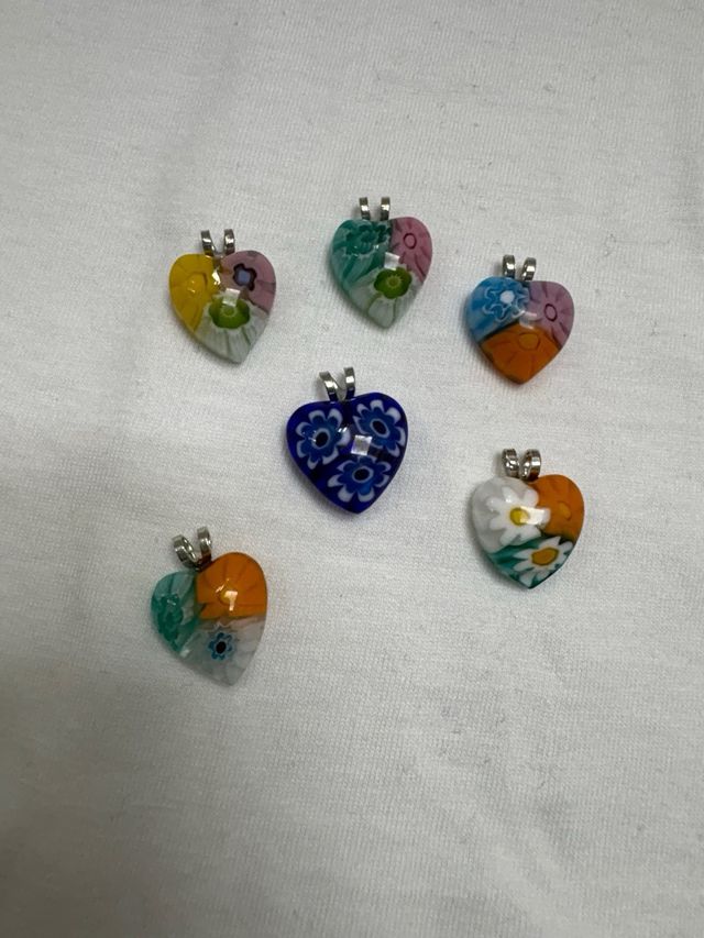 Colgante Corazón Murano Flores