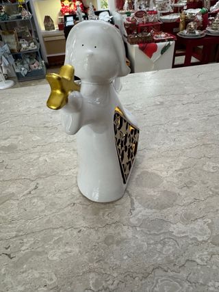 Angelo ceramica con led e stella