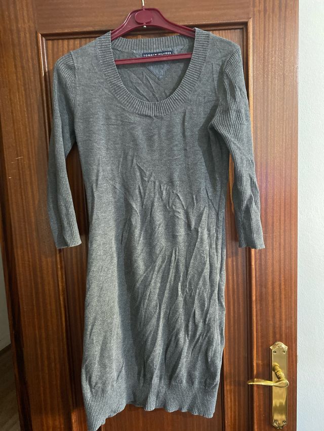 Vestido Tommy Hilfiger Gris Manga Larga
