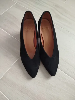 Eseoese Zapatos Negros Tacon Bajo